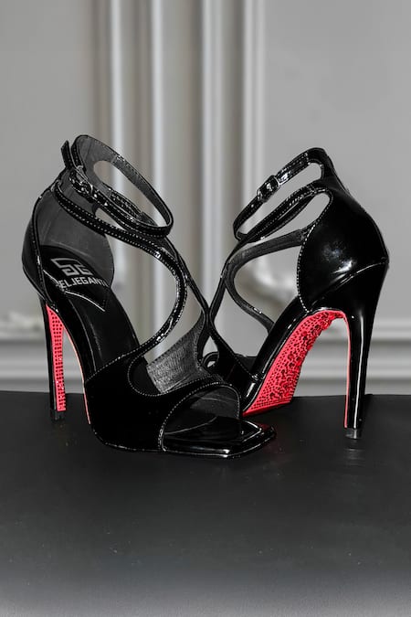 Elleganti_Black Crystals Sangria Strappy Heels _at_Aza_Fashions