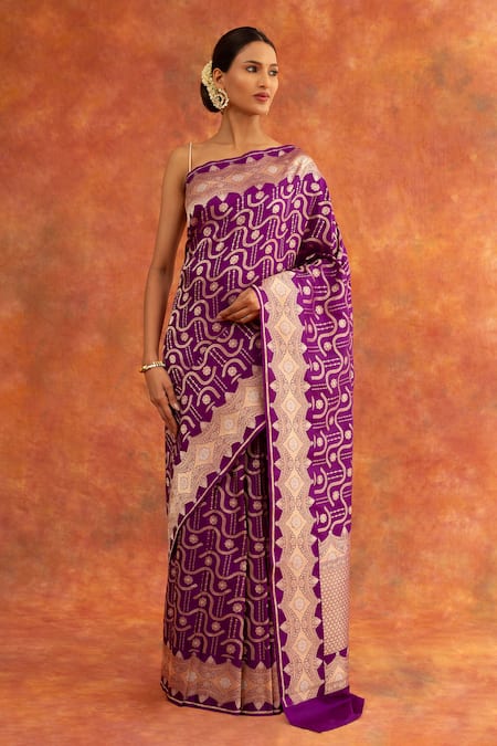 Neitri Purple Silk, Brocade Zari Orchid Handwoven Saree With Running Blouse at Aza Fashions Neitri_Purple Silk, Brocade Zari Orchid Handwoven Saree With Running Blouse _at_Aza_Fashions