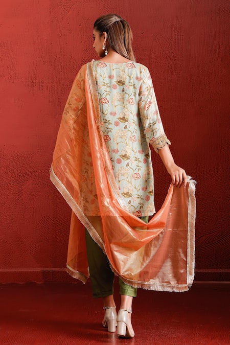 The Home Affair Floral Print Kurta Pant Set 