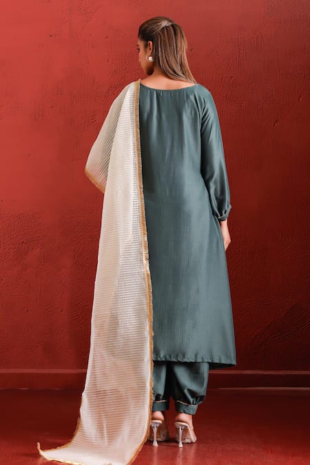 The Home Affair A-Line Kurta Set With Floral Jacket 