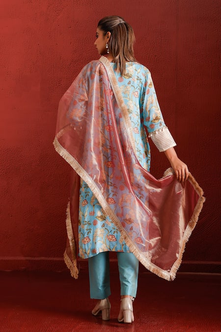 The Home Affair Floral Print Straight Kurta Set 