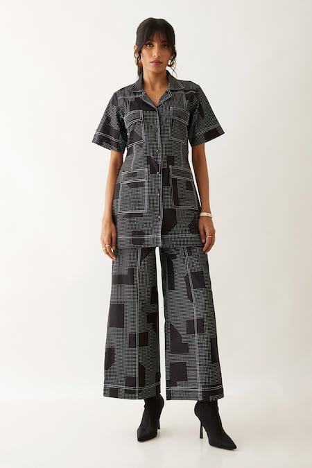 Son of A Noble Snob Wallie Block Print Boxy Fit Shirt With Pant 