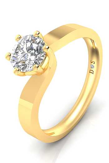 Buy Divine Solitaires Yellow Imitation Diamonds 18kt Gold Embellished Band Ring at Aza Fashions Buy_Divine Solitaires_Yellow Imitation Diamonds 18kt Gold Embellished Band Ring_at_Aza_Fashions