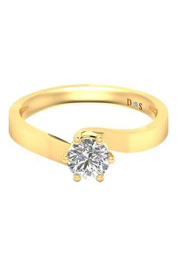 Shop Divine Solitaires Yellow Imitation Diamonds 18kt Gold Embellished Band Ring at Aza Fashions Shop_Divine Solitaires_Yellow Imitation Diamonds 18kt Gold Embellished Band Ring_at_Aza_Fashions