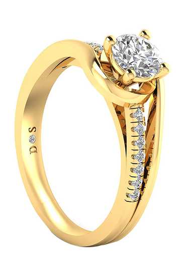 Divine Solitaires_Yellow Imitation Diamonds 18kt Gold Studded Ring_Online_at_Aza_Fashions