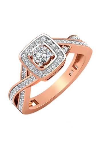 Buy Rose Gold Imitation Diamonds 18kt Square Cutwork Studded Ring by ...