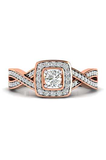 Buy Rose Gold Imitation Diamonds 18kt Square Cutwork Studded Ring by ...