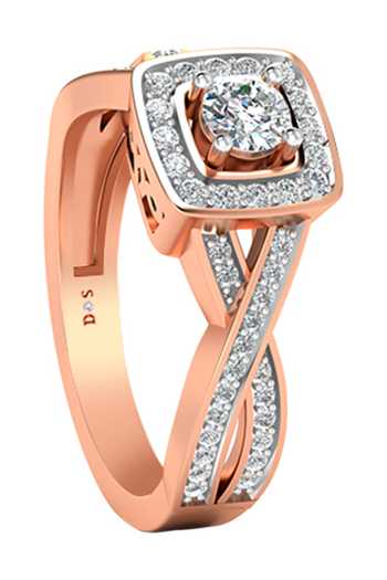Buy Rose Gold Imitation Diamonds 18kt Square Cutwork Studded Ring by ...
