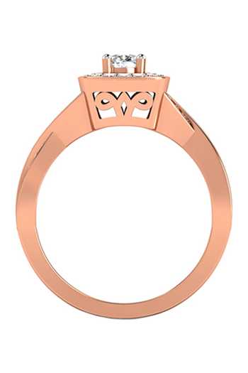 Buy Rose Gold Imitation Diamonds 18kt Square Cutwork Studded Ring by ...