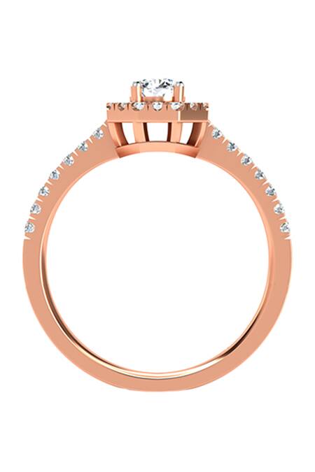 Buy_Divine Solitaires_Rose Gold Imitation Diamonds 18kt Geometric Cutwork Studded Ring_Online_at_Aza_Fashions