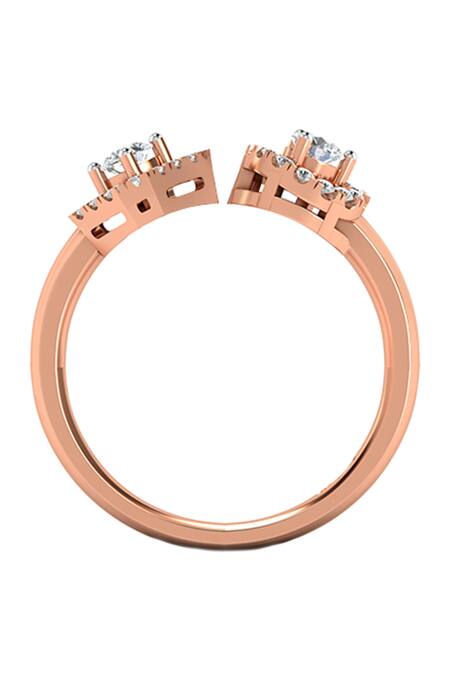 Buy_Divine Solitaires_Rose Gold Imitation Diamonds 18kt Tear Drop Carved Ring_Online_at_Aza_Fashions