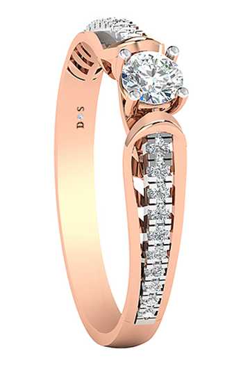 Divine Solitaires_Rose Gold Imitation Diamonds 18kt Embellished Ring_Online_at_Aza_Fashions