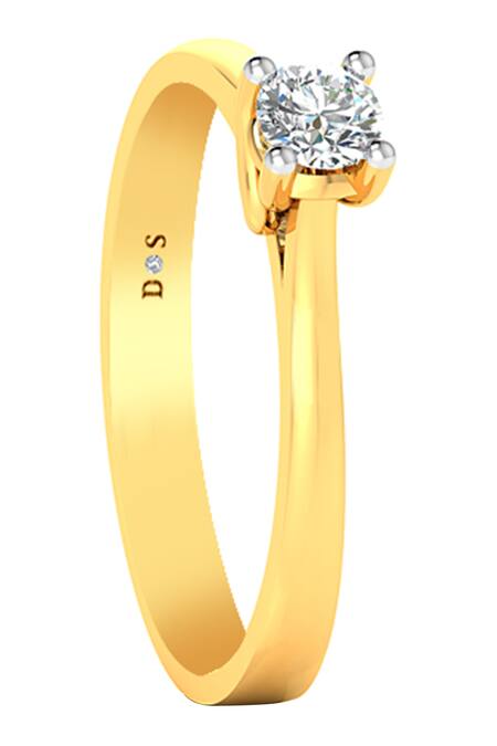 Divine Solitaires_Yellow Imitation Diamonds 18kt Gold Cluster Embellished Ring_Online_at_Aza_Fashions