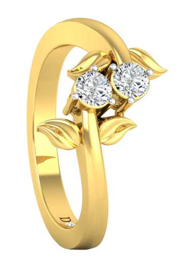 Divine Solitaires_Yellow Imitation Diamonds 18kt Gold Budding Flora Ring_Online_at_Aza_Fashions