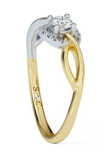 Divine Solitaires_Yellow Imitation Diamonds 18kt Gold Infinite Twist Embellished Ring_Online_at_Aza_Fashions