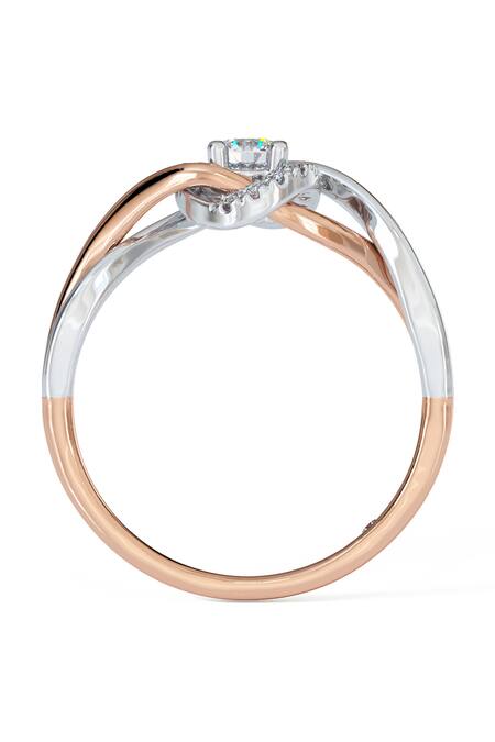 Buy_Divine Solitaires_Rose Gold Imitation Diamonds 18kt Infinite Oval Frame Ring_Online_at_Aza_Fashions