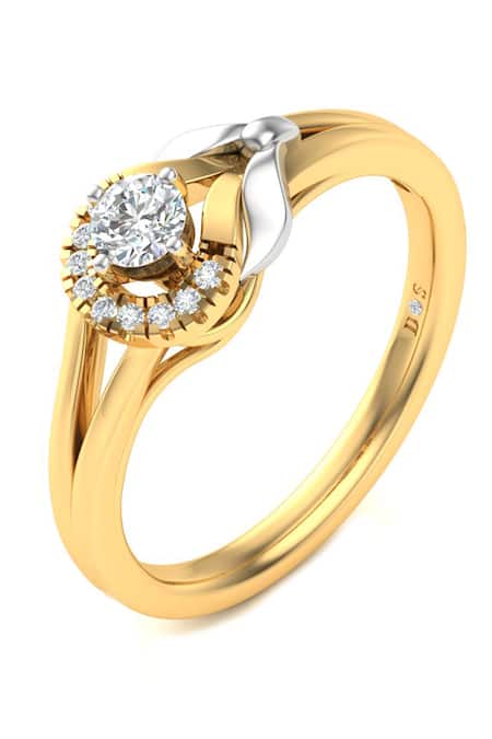 Divine Solitaires Yellow Imitation Diamonds 18kt Gold Bud Design Solitaire Ring
