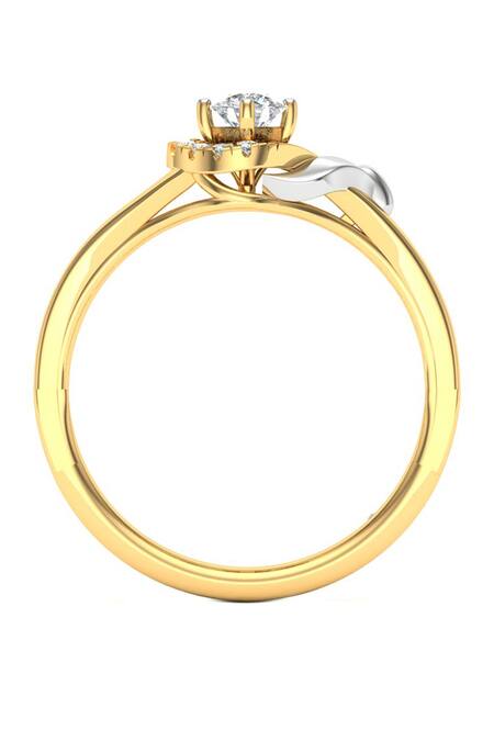Buy_Divine Solitaires_Yellow Imitation Diamonds 18kt Gold Bud Design Solitaire Ring_Online_at_Aza_Fashions