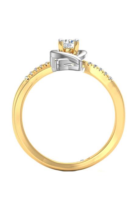Buy_Divine Solitaires_Yellow Imitation Diamonds 18kt Gold Twirl Knot Frame Design Ring_Online_at_Aza_Fashions
