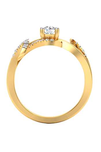 Buy_Divine Solitaires_Yellow Imitation Diamonds 18kt Gold Ornate Vine Solitaire Ring_Online_at_Aza_Fashions
