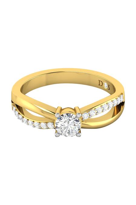 Shop Divine Solitaires Yellow Imitation Diamonds 18kt Gold Solitaire Infinity Ring at Aza Fashions Shop_Divine Solitaires_Yellow Imitation Diamonds 18kt Gold Solitaire Infinity Ring_at_Aza_Fashions