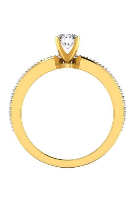 Buy_Divine Solitaires_Yellow Imitation Diamonds 18kt Gold Solitaire Two-tone Ring_Online_at_Aza_Fashions