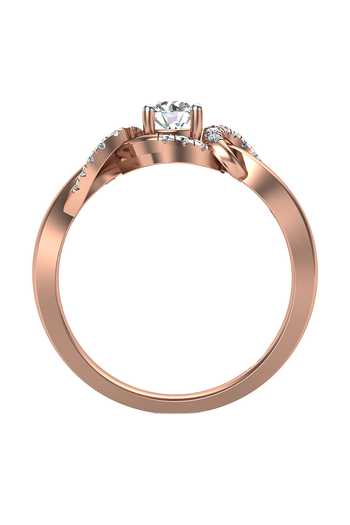 Buy_Divine Solitaires_Rose Gold Imitation Diamonds 18kt Solitaire Interloop Ring_Online_at_Aza_Fashions
