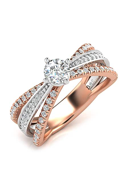 Divine Solitaires Rose Gold Diamonds 18kt Solitaire Two Tone Split Ring 