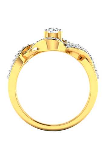 Buy_Divine Solitaires_Yellow Imitation Diamonds 18kt Gold Solitaire Interlinked Ring_Online_at_Aza_Fashions