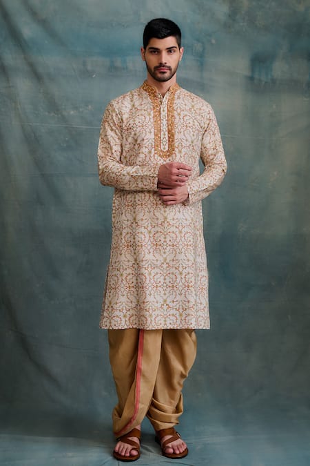 Krishna Mehta Floral Vine Print Kurta With Dhoti Pant 