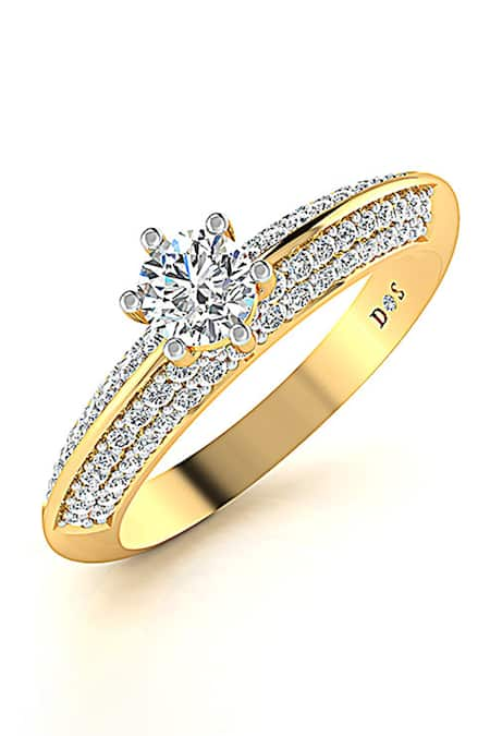 Divine Solitaires Round Cut Diamond Studded Ring 