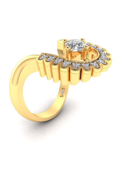 Divine Solitaires Yellow Imitation Diamonds 18kt Gold Embellished Ring Online at Aza Fashions Divine Solitaires_Yellow Imitation Diamonds 18kt Gold Embellished Ring_Online_at_Aza_Fashions