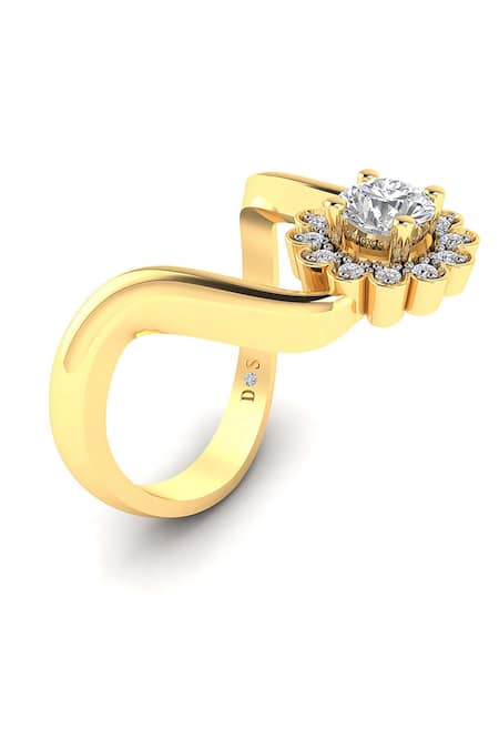 Divine Solitaires Floral Diamond Encrusted Ring 