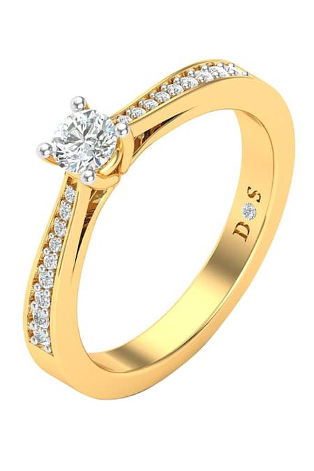 Divine Solitaires Yellow Diamond 18kt Gold Studded Ring 