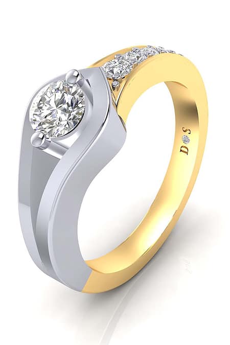 Divine Solitaires 18KT Yellow Gold Diamond Encrusted Ring 