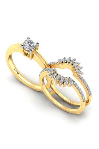 Divine Solitaires_Yellow Imitation Diamonds 18kt Gold Ring_Online_at_Aza_Fashions