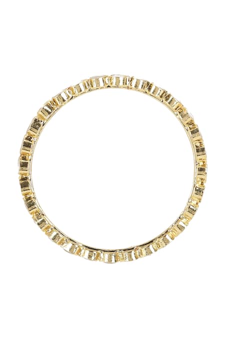 Ruby Raang_Gold Plated Imitation Diamonds Kundan Studded Cutwork Bangle - Single Pc _Online_at_Aza_Fashions
