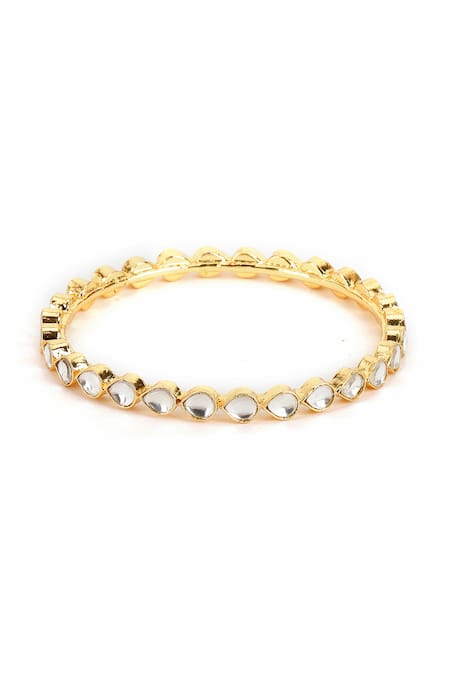 Buy_Ruby Raang_Gold Plated Imitation Diamonds Kundan Studded Cutwork Bangle - Single Pc _Online_at_Aza_Fashions