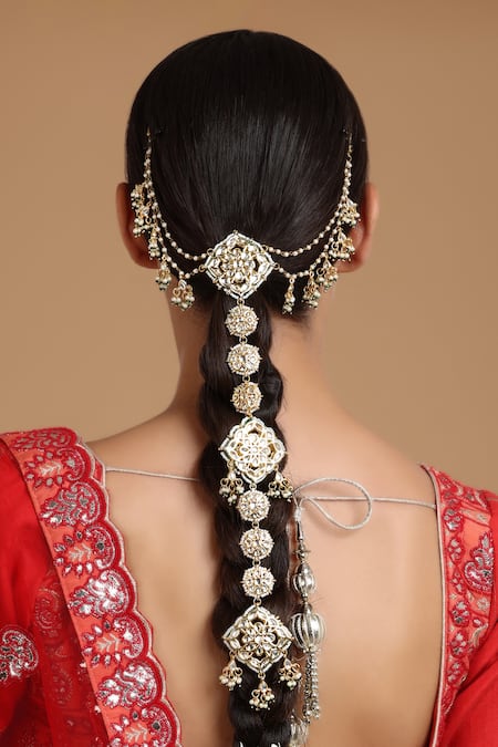 Ruby Raang Kundan & Stone Studded Hair Braid 