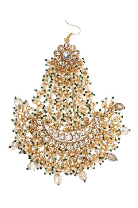 Ruby Raang_Green Half Crescent Shaped Passa _Online_at_Aza_Fashions