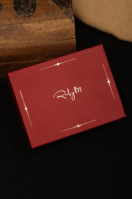 Shop_Ruby Raang_Gold Plated Kundan Embellished Pendant Necklace _Online_at_Aza_Fashions