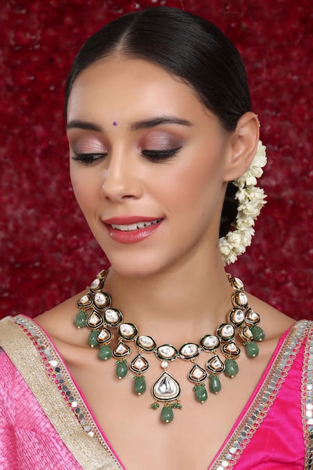 Ruby Raang Kundan & Stone Embellished Necklace 