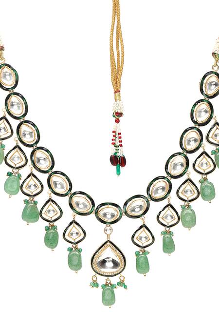 Buy_Ruby Raang_Gold Plated Kundan And Stone Embellished Necklace _Online_at_Aza_Fashions