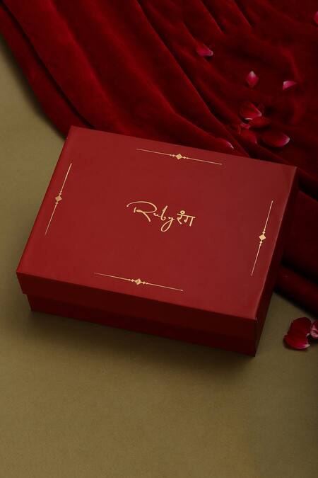 Buy_Ruby Raang_Gold Plated Stones, Metallic Thread Kundan Embellished Hasli Necklace Set 