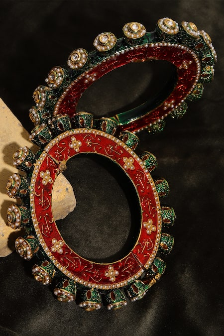 Ruby Raang Meenakari Work Bangles - Set of 2 