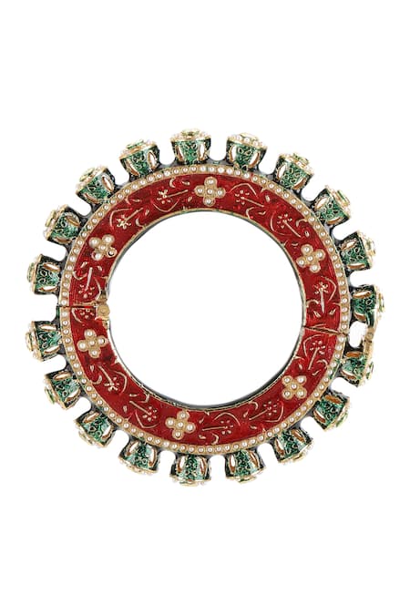 Ruby Raang_Multi Color Pearls, Stones Meenakari Work Bangles - Set Of 2 _Online_at_Aza_Fashions