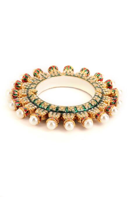 Buy Ruby Raang Multi Color Pearls Gold Toned Encrusted Meenakari Bangles Online at Aza Fashions Buy_Ruby Raang_Multi Color Pearls Gold Toned Encrusted Meenakari Bangles _Online_at_Aza_Fashions