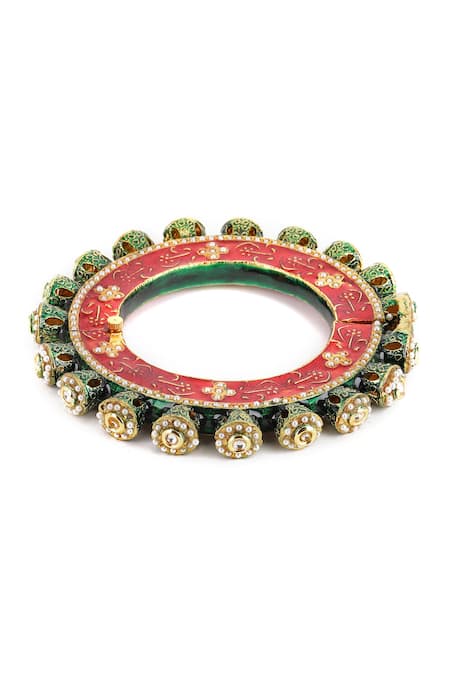 Buy_Ruby Raang_Multi Color Pearls Meenakari Work Bangle - Single Pc _Online_at_Aza_Fashions