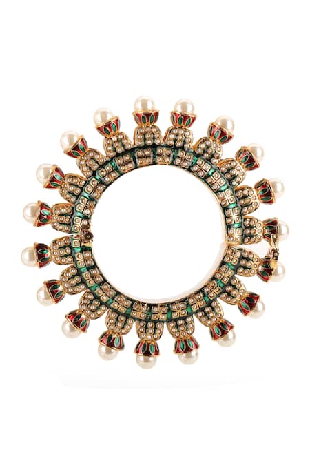Buy_Ruby Raang_Multi Color Pearls Encrusted Bangle - Single Pc _Online_at_Aza_Fashions