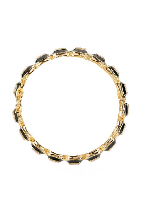 Buy_Ruby Raang_Green Kundan Embellished Bangle - Single Pc _Online_at_Aza_Fashions